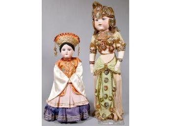 Two Armand Marseille Kiddiejoy Dolls, Cleopatra And Unknown Asian Royalty (CTF20)