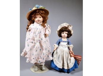 Two Vintage Composite Dressed Dolls, One Betsy Ross (CTF10)