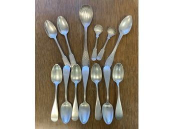Seven Coin Silver Spoons And Other Flatware (CTF10)