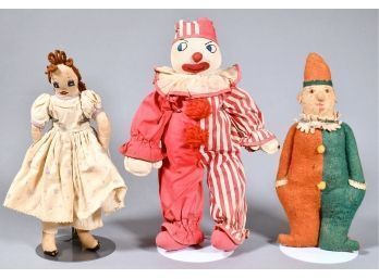 Three Early Felt And Cloth Dolls (CTF10)