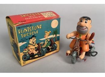 Vintage Marx Tin Litho Fred Flintstone Wind Up Tricycle With Box (CTF10)