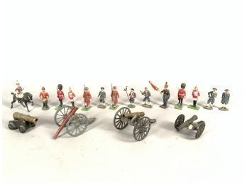 Vintage Lead Soldiers And Steel Cannons, 18pcs (CTF10)