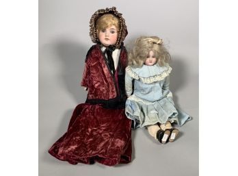 Two Antique Bisque Head Dolls (CTF10)