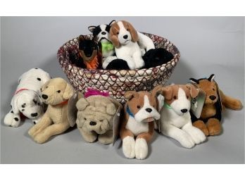 11 Licensed K-9 Stuffed Dogs In Basket (CTF10)