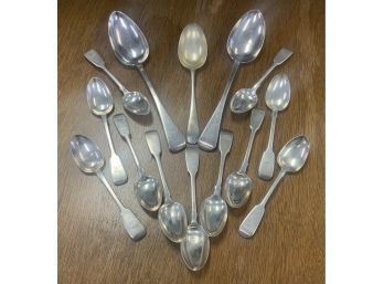 English Silver Spoons, 14pcs.  (CTF10)