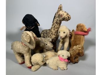 Nine Vintage Stuffed Ovine, Porcine, And Jungle Creatures (CTF10)