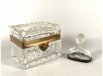Vintage French Crystal & Brass Box And Perfume (CTF10)