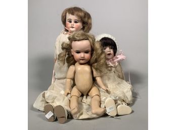 Three Antique Bisque Head Baby Dolls (CTF10)