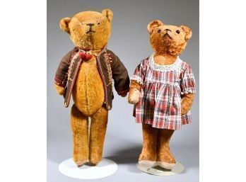 Two Dressed Apricot Mohair Bears (CTF20)