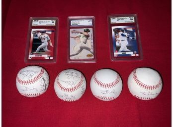 Four Authentic MLB Autographed Baseballs And Three Cards (CTF20)