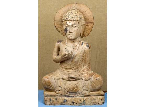 Carved & Painted Wood Buddha (CTF20)