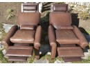 BarcaLounger Brown Leather Reclining Club Chairs (CTF40)