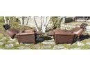 BarcaLounger Brown Leather Reclining Club Chairs (CTF40)