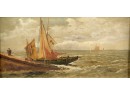 19th C. Oil On Canvas, Boats At Sea (CTF20)