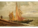 19th C. Oil On Canvas, Boats At Sea (CTF20)