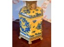 Pr. Contemporary Blue And Yellow Porcelain Lamps (CTF20)