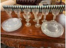 Vintage Etched Glass Stemware And Compotes  (CTF40)