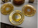 Antique Etched Amber And Gilt Glass Dishes, 15pcs (CTF10)