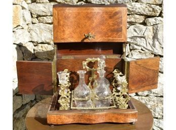 Antique French Burl Wood Liquor Box (CTF20)