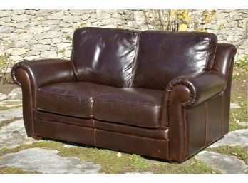 Brown Leather Loveseat (CTF40)