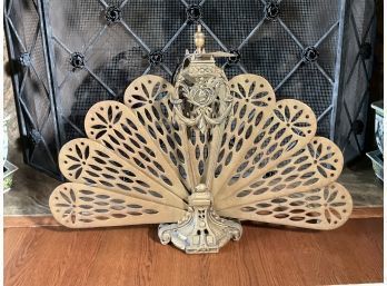 Vintage French Style Brass Folding Fireplace Fan (CTF10)