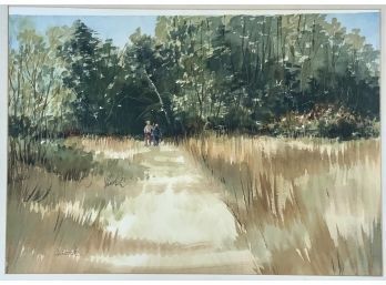 Sincock (Simsbury CT) Watercolor, Out For A Walk (CTF20)