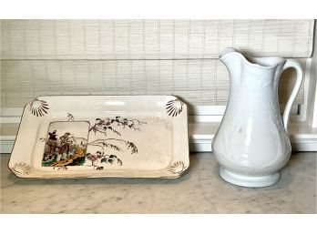 Ironstone Pitcher And Transfer Ware Platter (CTF20)