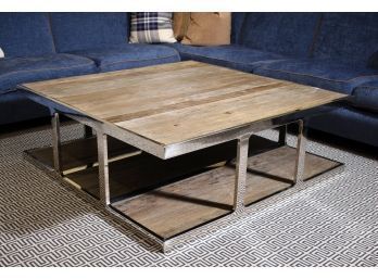 Large Reclaimed Wood & Chrome Coffee Table (CTF60)