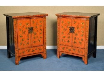 Pair Of Vintage Chinese Lacquered Cabinets (CTF40)