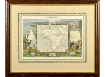 Antique Hand Colored Framed Steel Engraving Map, Afrique (CTF10)
