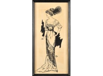 Serigraph/drawing Of A Lady, Signed Hartley 1912 (CTF10)