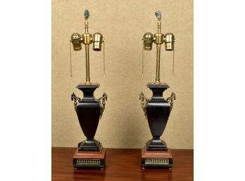 Pair Antique French Marble Table Lamps (CTF20)