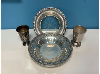 Two Small Silver Cups And Plates 4pcs (CTF10)