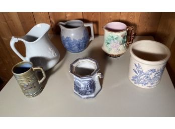 Ironstone Pitcher, Pottery And Crock (CTF30)