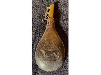 Antique Embossed Leather Shot Flask (CTF10)