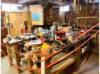 Work Shop Lot: Tools , Benches, Bench Grinder - On Site Pick Up Only