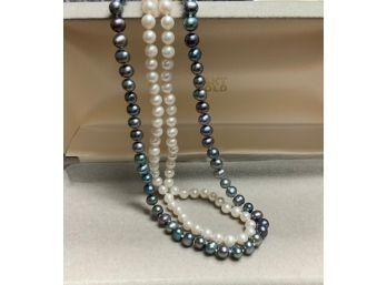 Two Pearl Necklaces With 14k Gold Clasp (CTF10)