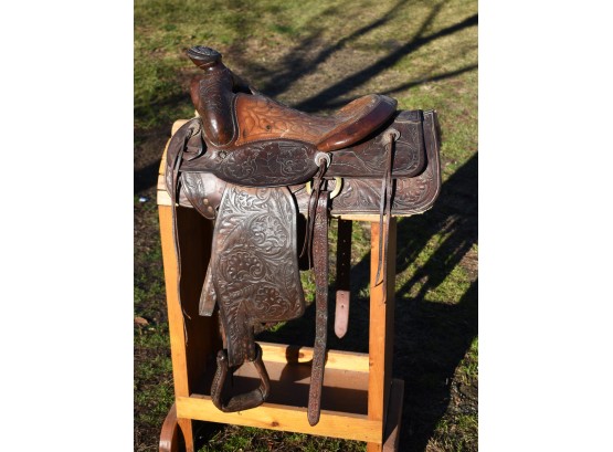 Vintage Rowel Sadde Co. Leather Western Saddle (CTF20)