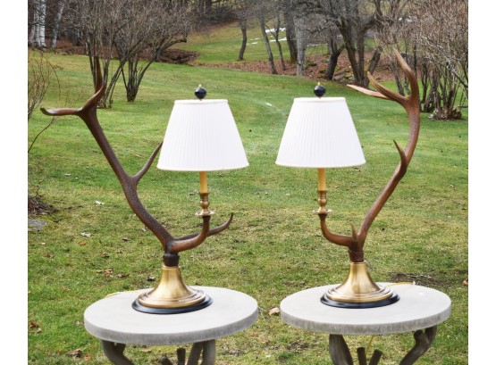 Fine Pair Of Gorsuch Antler Table Lamps (CTF30)