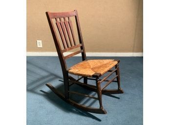 Vintage Rocking Chair With Rush Cane Seat (CTF20)