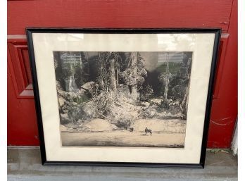 Charles S. Chapman Lithograph, Deer In The Woods (CTF10)