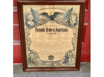 Patriotic Order Of Americans Framed Document/poster (CTF10)