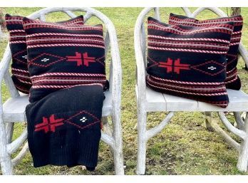 Four Ralph Lauren Knit Pillows With Matching Blanket (CTF20)