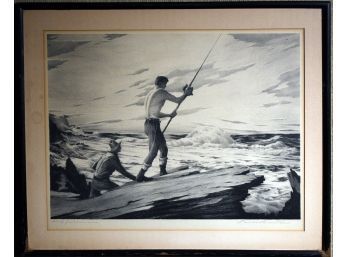 Paul Whitman Lithograph, Surf Fisherman (CTF10)