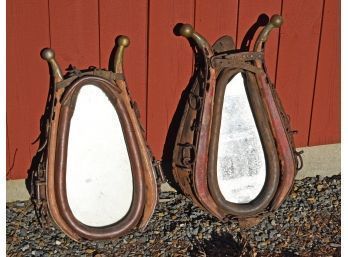 Two Antique Horse Harness Mirrors (CTF10)