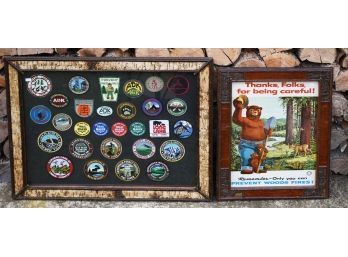 Two Adirondack Framed Pieces, Smokey The Bear (CTF20)