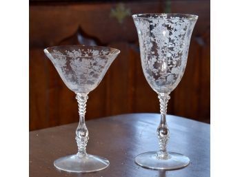 Vintage Cambridge Glass Etched Stemware, 18pcs  (CTF30)
