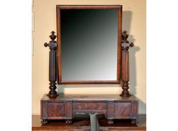 Antique American Federal Carved Mahogany Dresser Mirror (CTF20)