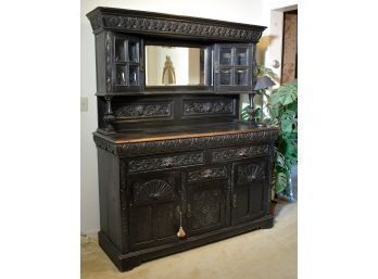 Carved Antique Two Part Oak Sideboard (CTF50)