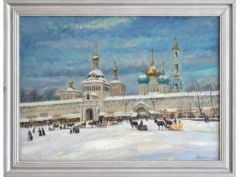 20th C. Russian Oil On Canvas,  Winter Scene (CTF20)